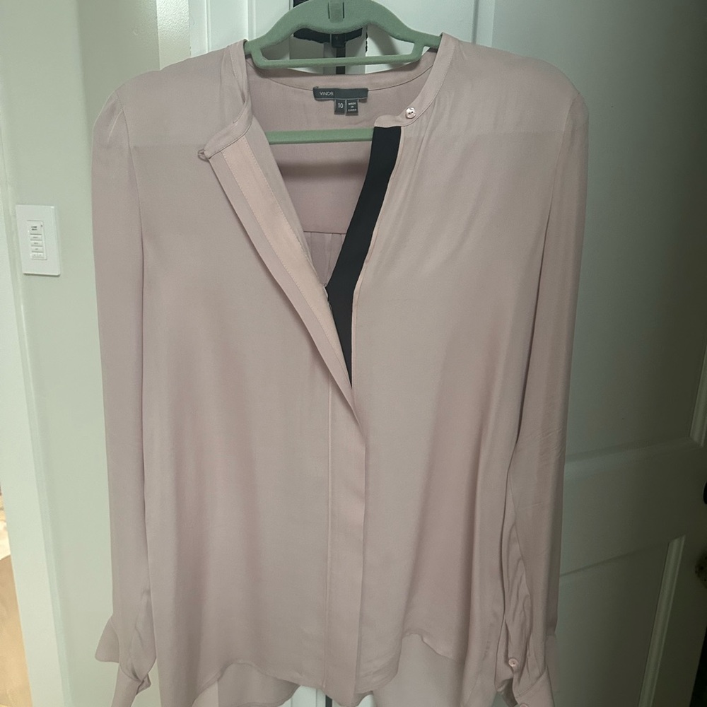 Vince Blush Pink Silk-Blend Button Front Blouse